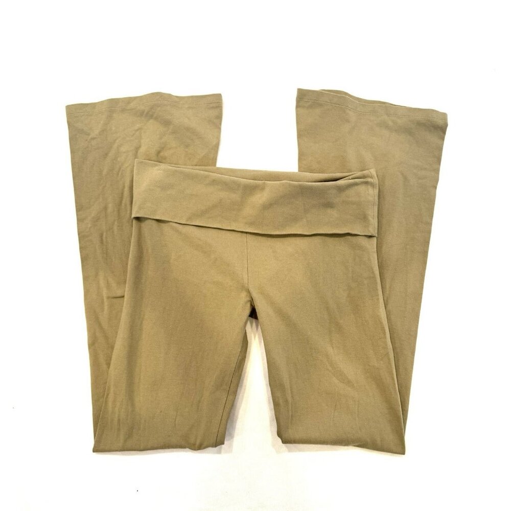 3/$30 📦 Y2K VS PINK Olive Green Size Medium Foldover Yoga Pants Flare Leggings